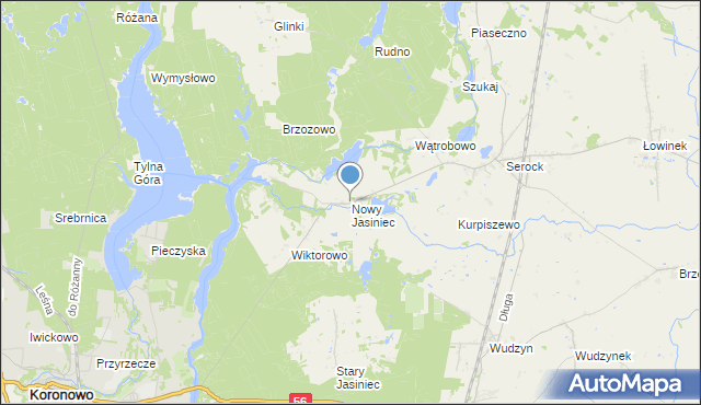 mapa Nowy Jasiniec, Nowy Jasiniec gmina Koronowo na mapie Targeo